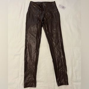 Brown Faux Leather Leggings - Size S